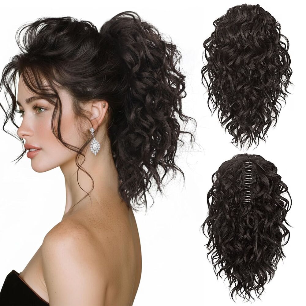 12 Inch Ponytail, Curly Pony Tails Hair Extensions, Claw Clip, 18A-205H008